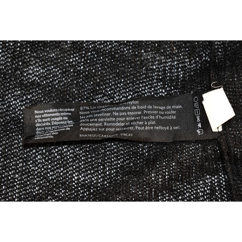 A6 Auth EILEEN FISHER Black Organic Linen/Nylon Knit Long Cardigan Sweater Sz L - Picture 5 of 5
